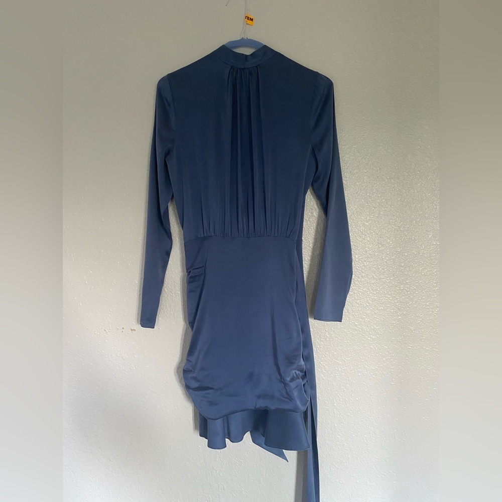 Veronica Beard Agatha Silk Satin Wrap Dress in Steel Blue Size 0 - Picture 5 of 5